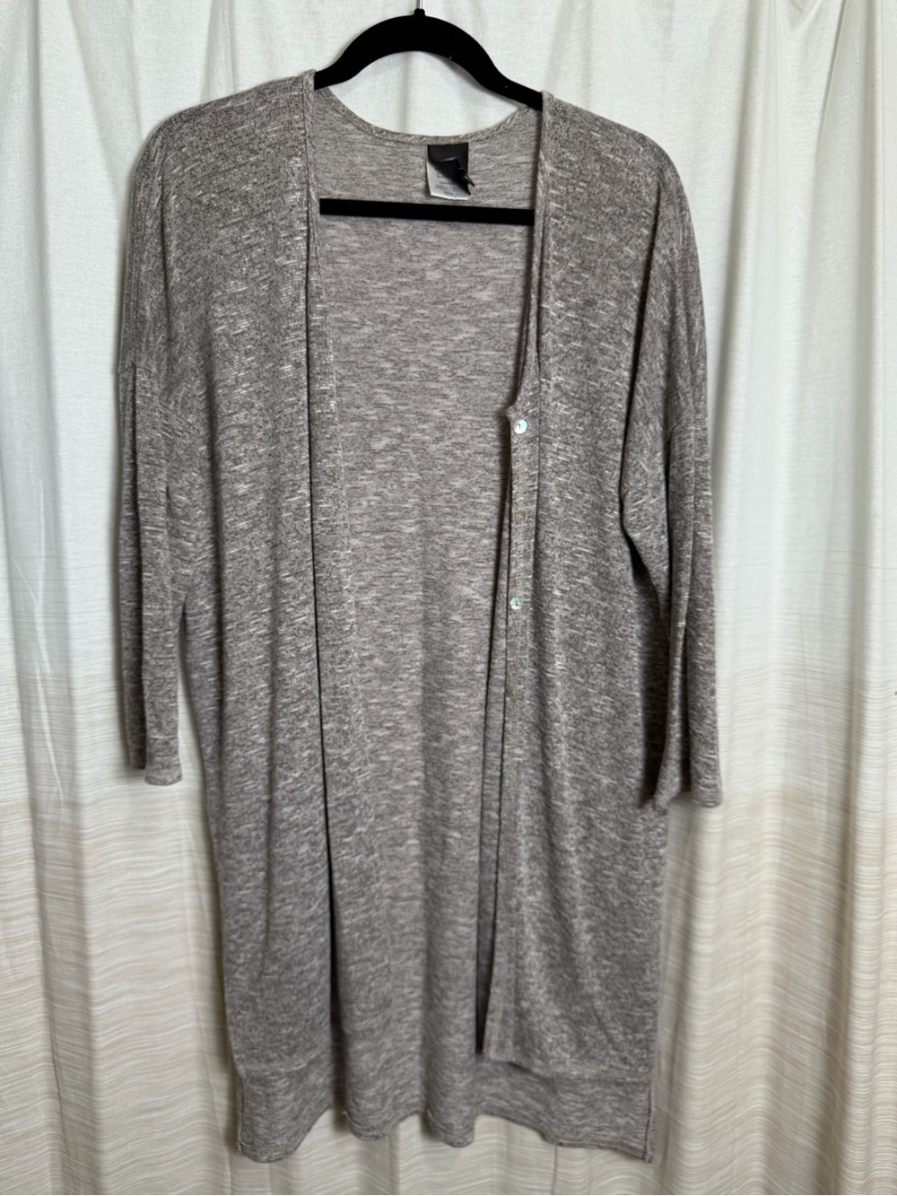 bobeau Heathered Taupe Open-Front Cardigan